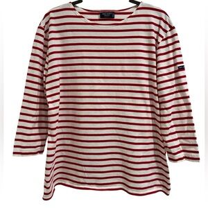 Saint James L’Atelier Red & White Breton Stripe Top French Nautical Size 48/XL